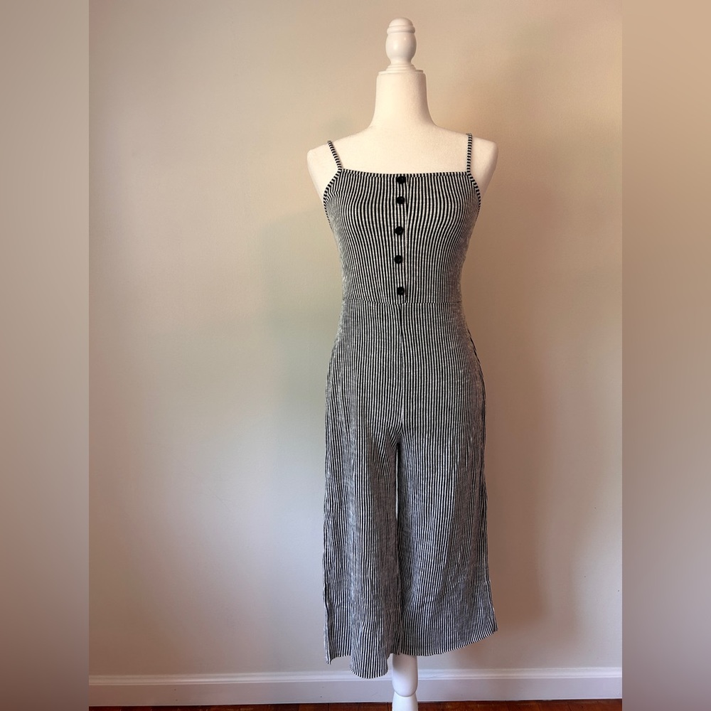 Black and white striped romper
